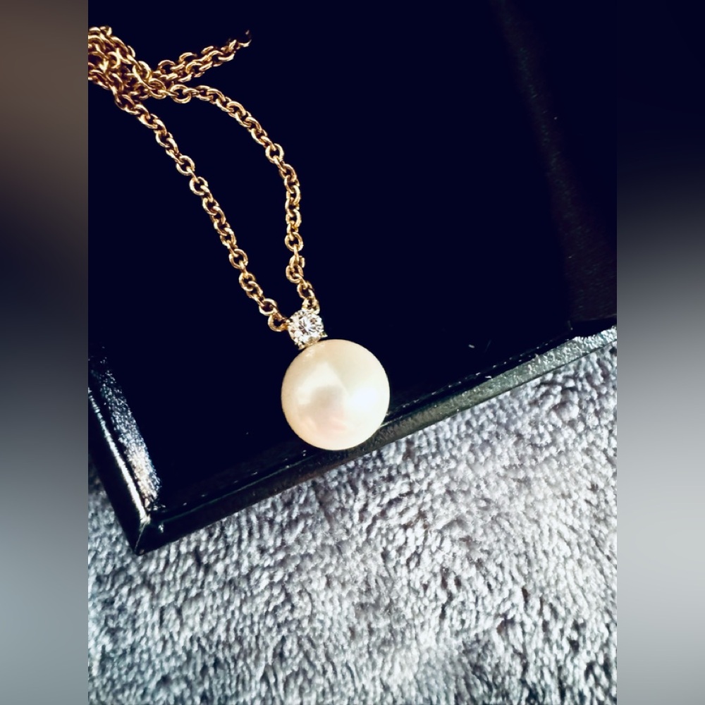 14k Pearl & Diamond Necklace